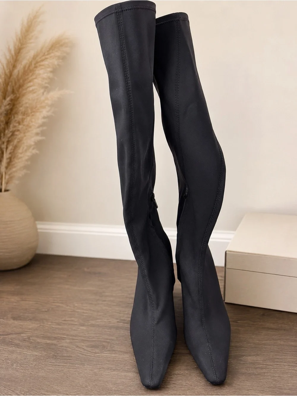 Zara Black Over-the-Knee Pointed Stiletto Boots